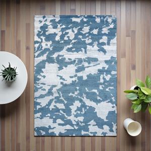 Alfombra de lana anudada a mano, diseño geométrico azul marfil |   Alfombra Moderna Hecha a Mano, Ecológica y Apta para Mascotas, para Sala de Estar - Product Image 3