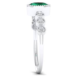 Anillos de Compromiso de Plata de Ley 925 con Moissanita de Lujo REYES, Alta Calidad, Corte Ovalado, Gema Esmeralda de 0.5 Quilates, Joyería Elegante - Product Image 3