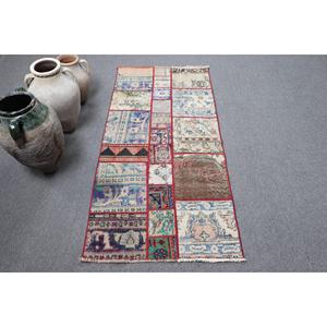 Alfombra Turca Vintage, Alfombra de 2.6x5.4 pies, Alfombra de Lana con Degradado Rojo y Azul - Product Image 1