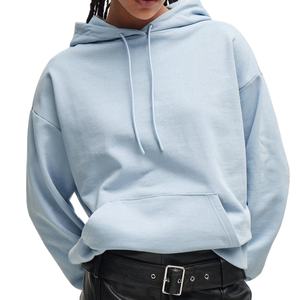 Sudadera de calle de alta calidad de color azul cielo informal de gran tamaño personalizada para mujer en Qasaab Gloves Company - Product Image 1