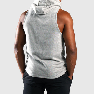 OEM Custom Men's <b>Sleeveless</b> Workout Tank Top Breathable Knitted Gym Training Vest Casual Fitness <b>Hoodie</b> for Bodybuilding - Product Image 4