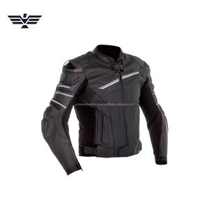 Blouson de moto pour homme en cuir noir/cordura de qualité supérieure – Blouson de motard de course protecteur avec panneaux réfléchissants - Product Image 5