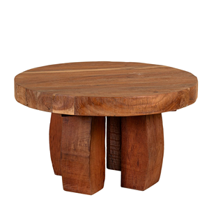 Mesa de Centro Rústica de Madera Maciza Hecha a Mano con Tapa Redonda y Diseño de Patas Únicas, Muebles para Sala de Estar Ecológicos - Product Image 4