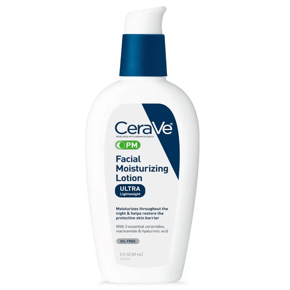 CeraVes PM Facial Moisturizing Lotion, Night Cream with Hyaluronic Acid and Niacinamide, Ultra-Lightweight