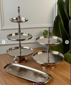 Luxury Stainless Steel Gold And Silver <b>Metal</b> Decorative Trays with <b>Bowls</b> In Shiny Polished Flower Shape Design Wholesale - Product Image 5