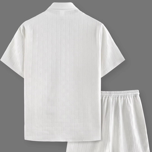 2026 New Arrival Men's Casual Summer Two-Piece <b>Set</b> Customized Colors Short Sleeve Shirt Shorts Buttons Outerwear <b>Set</b> For Unisex - Product Image 2