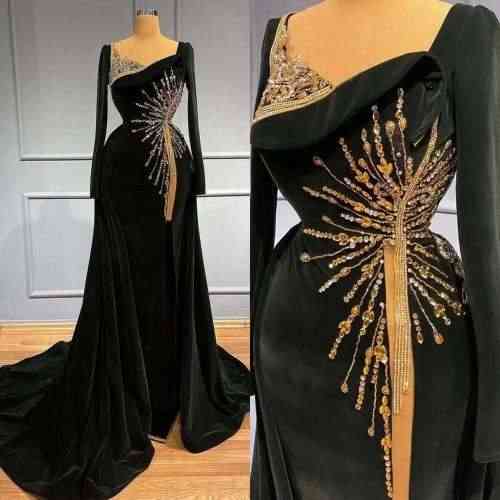 Sexy Sheath Mermaid Black Pleated Prom Dresses Birthday Outfits Evening Gown