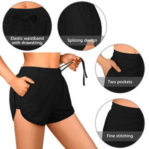 Precio de fábrica al por mayor 100% algodón Yoga corto mujeres verano correr gimnasio deportes cintura pantalones cortos con bolsillos - Product Image 6
