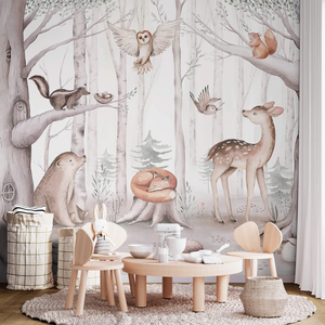 Le <span class=keywords><strong>papier</strong></span> <span class=keywords><strong>peint</strong></span> et les autocollants muraux de forêt animale les plus vendus peuvent être utilisés <span class=keywords><strong>sur</strong></span> le canapé du salon, la télévision et les murs de la salle d'étude. - Product Image 1