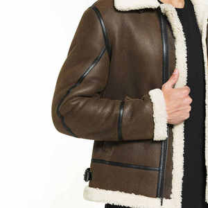 Wholesale Best Supplier Custom OEM Design <b>Men</b> <b>Shearling</b> Leather <b>Jacket</b> High Quality Casual Wear Bulk Quantity - Product Image 3