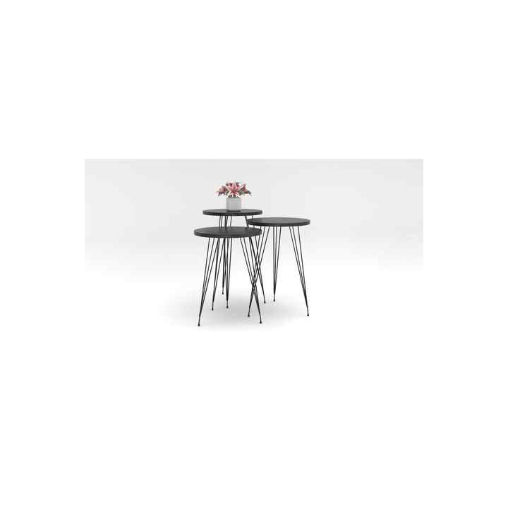Jadon 3-piece Metal Leg Nesting Coffee Table Marble Patterned Side Table