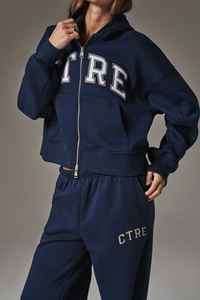 Vente en gros de sweat à capuche zippé pour femmes marine personnalisé sweats à capuche anti-rides et respirants pour femme entraînement gym sweat à capuche zippé - Product Image 4