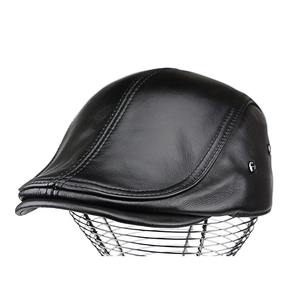 Boina de piel de vaca para hombre, sombrero delantero, gorra de piel de pato de sección delgada con ala corta, cálida, transpirable, ajustable para ropa de playa - Product Image 3