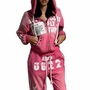 Conjuntos de Sudadera con Capucha y Pantalones de Chándal de Invierno de Corte Holgado Personalizados, Estampado Tecnológico Y2K, Forro Polar, Cordón Ajustable, Lavado Ácido, Bordado, Ecológico - Product Image 3