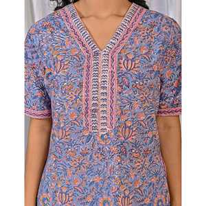 Vestido de Dormir 100% Algodón con Estampado Jaal Hecho a Mano, Camisón Suave Tejido con Diseño Floral y Botones, ODM 3XL para Damas de Honor - Product Image 4