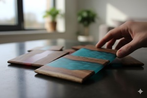 ที่รองแก้ววอลนัทสี่เหลี่ยมหรูหราทันสมัยปลอดสารพิษเป็นมิตรกับสิ่งแวดล้อมสำหรับการรับประทานอาหารที่หรูหราและการตั้งค่างานปาร์ตี้ในราคาที่เหมาะสม - Product Image 2