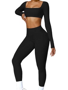 Gimnasio de alta calidad Fitness Activewear Plus Size Wear Entrenamiento Deportes Yoga Legging y Bra Set Slim Less Workout Running Leggings - Product Image 2