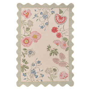 พรมขนสัตว์ถักมือสีเบจและสีน้ำตาลลายดอกไม้ รุ่น Akwl-9006 จาก Jardins Du Monde เหมาะสำหรับห้องนั่งเล่น ห้องโถง หรือพื้นที่สำหรับวัยรุ่น - Product Image 1