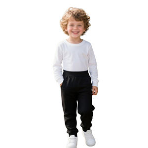 Pantalon de jogging confortable et décontracté pour enfants, couleur noire, taille élastique, écologique, respirant, tendance, en molleton - Product Image 5