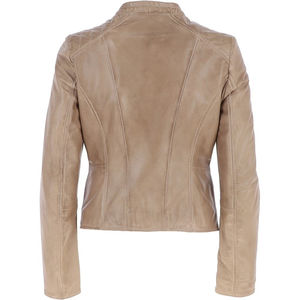 Chaquetas de cuero genuino tejidas para mujer, elegantes, al por mayor, OEM, personalizadas, transpirables, para motociclistas - Product Image 5