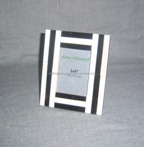 Marco de Fotos con Incrustaciones de Hueso, Forma Rectangular, Acabado Blanco y Marrón, para Decoración de Mesa en el Hogar y la Oficina - Product Image 2