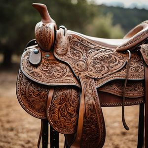 Selle de cheval western personnalisable, artisanale, en cuir naturel, équipement de cowboy avec siège profond, accessoires complets, y compris un arbre en bois - Product Image 4