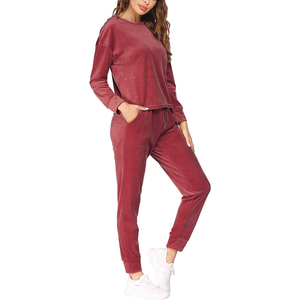 <b>Women's</b> Custom Organic Cotton Workout Gym Set Solid Winter Crop Top Hoodie <b>Jogger</b> Sweatpants for Spring Autumn Customizable - Product Image 4