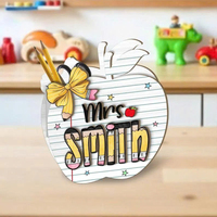 Organisateur de stylos en bois personnalisé en forme de pomme, 8x8 pouces, moderne, élégant, coloré, accessoire de bureau, cadeau idéal pour la fête des enseignants ou la remise des diplômes
