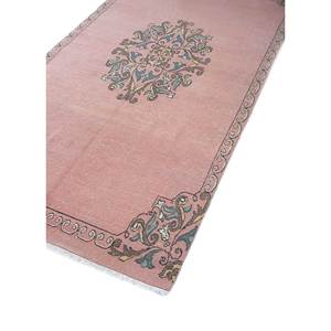 Alfombra de Lana Anudada a Mano de Gran Tamaño, Diseño de Medallón Rojo y Naranja, para Sala de Estar, Pasillo Rectangular, Modelo Pae-2119 - Product Image 2