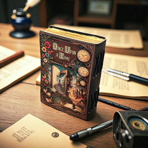 สมุดบันทึกหนังวินเทจ Once Upon a Time สมุดวาดภาพลายเส้น Book of Shadows ปกพิมพ์ลาย 200 หน้า สมุดบันทึกทำมือ Grimoire Diary - Product Image 3