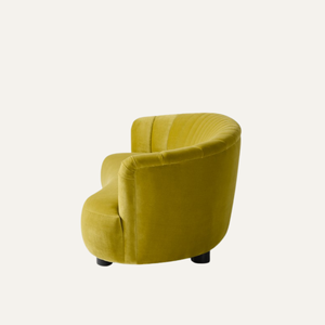 Canapé d'angle Chesterfield trois places Aurora en velours courbé pour salon et appartement, avec rembourrage en mousse - Product Image 2