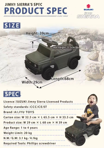 Jouet à conduire Suzuki Jimny de haute qualité pour enfants de 2 à 4 ans Excellent jouet à pousser les pieds de bébé sous licence en plastique pour la tranche d'âge de 2 à 4 ans - Product Image 6