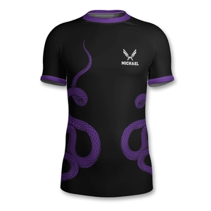 Camiseta personalizada de manga corta Rash Guard para hombres y mujeres UPF 50 + Protección solar de secado rápido Swim Surf Top OEM Proveedor de ajuste de compresión - Product Image 2