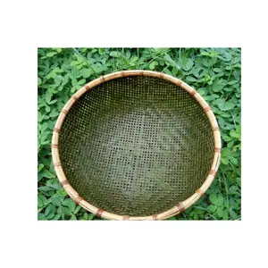 手作りの竹製粉バスケット製品装飾フラット製粉竹バスケットベトナムで100% 自然