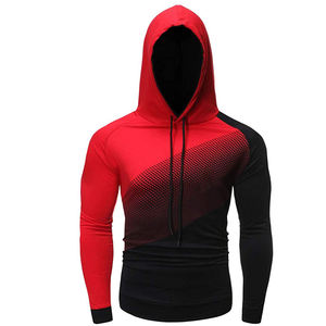 Sweats à capuche personnalisés pour hommes Pullover Color Block Fleece Long Sleeve Sublimation Sweatshirt Tops Capuche avec poche - Product Image 2