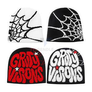 Gorros de Punto con Diseños Jacquard de Doble Cara, Mezcla de Lana, Color Blanco y Negro, Material Elástico, Ropa de Calle, Gorro de Invierno para Hombre y Mujer - Product Image 1