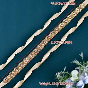 Bridella BS28G Adjustable Fit <b>Wedding</b> Belt Champagne with Rhinestone Detail - Product Image 6