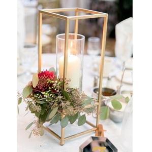 Luxe Appeal Modern Gold Metal Candle <b>Lantern</b> <b>Tall</b> Decorative Geometric <b>Lanterns</b> for Indoor Outdoor Home Garden Wedding Decor - Product Image 5