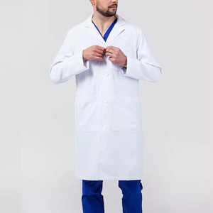 Bata de laboratorio médico unisex durable algodón poliéster diseño ligero transpirable para uso clínico Hospital farmacia y laboratorio - Product Image 1