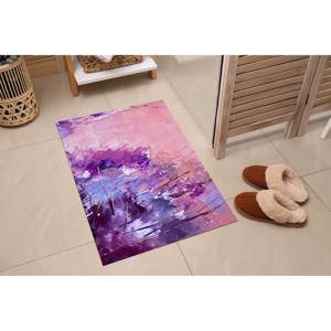 Tapis imprimé - Motif peinture rose et violet, tapis d'escalier moderne, avec poils doux - Product Image 5
