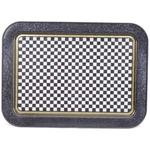 Plateau de service en bois en damier 310x430mm Plateau rectangulaire en métal et bois pour le service des aliments - Product Image 4