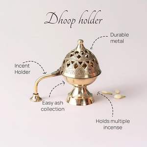 Quemador de incienso de latón de diseño antiguo para meditación y aromaterapia espiritual en el hogar o espacios sagrados - Product Image 4