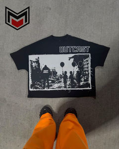 Y2K Retro Gothic Crop Boxy <b>Fit</b> <b>T</b>-<b>Shirt</b> for Men Luxury Summer Streetwear Drop Shoulder Tee 100% Cotton - Product Image 2