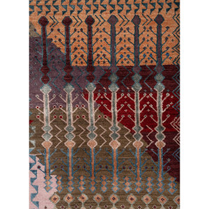 พรมไหมพรมผสมไหมไผ่สีเบจน้ำตาลลายปะติดปะต่อทรงสี่เหลี่ยมผืนผ้าสำหรับตกแต่งบ้าน ห้องนั่งเล่น และทางเดิน - Product Image 3