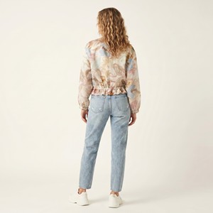 Giacca corta leggera con stampa floreale, coulisse in vita, cerniera e maniche a sbuffo; Taglia unica, adatta alle taglie 36–42 - Product Image 2