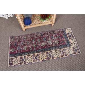 Tapis turc vintage traditionnel motif floral rouge et beige 150cm X 320cm matériel de laine avec support en latex - Product Image 2