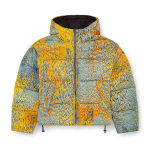 แจ็กเก็ตขนปลาปักเป้ามีฮู้ดสำหรับผู้ชายสีทึบสำหรับใช้กลางแจ้งฤดูหนาวทำตามสั่ง - Product Image 2