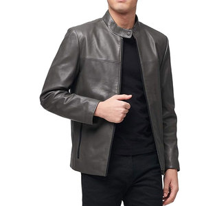 Veste en cuir d'hiver OEM de haute qualité personnalisable pour hommes Style vintage Toile lisse imperméable Veste tendance pour hommes - Product Image 5