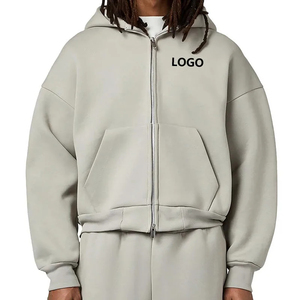 Sweats à capuche zippés pour hommes personnalisés de haute qualité, coupe ample et surdimensionnée, épaules tombantes, 100% coton, pour l'hiver - Product Image 3