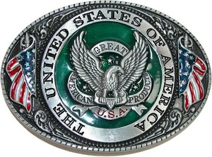 หัวเข็มขัดนกอินทรีรักชาติผู้ชายพร้อมธงอเมริกันสไตล์ตะวันตกหัวเข็มขัดโลหะทนทานอุปกรณ์เสริมจากสหรัฐอเมริกา - Product Image 3